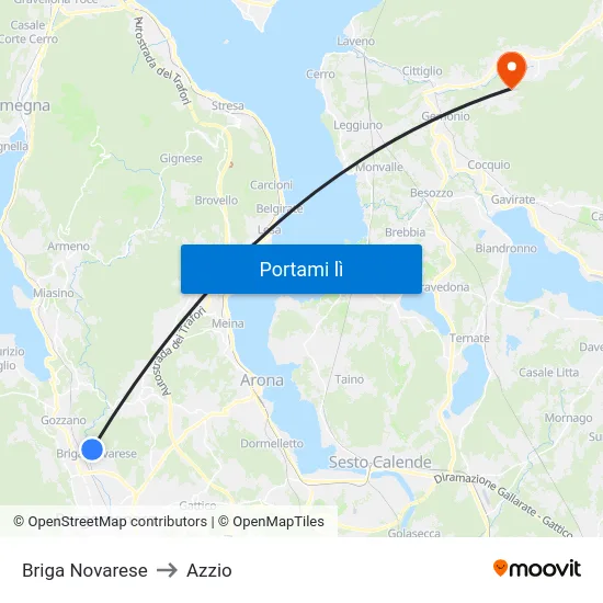 Briga Novarese to Azzio map