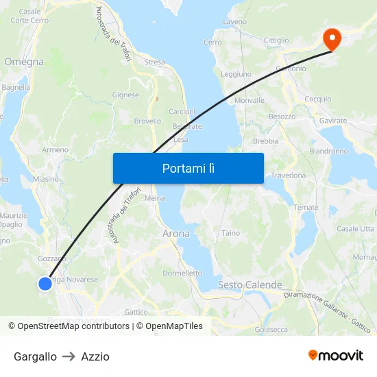 Gargallo to Azzio map