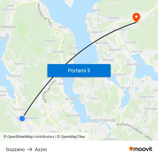 Gozzano to Azzio map