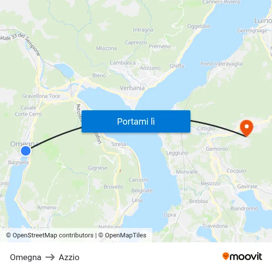 Omegna to Azzio map