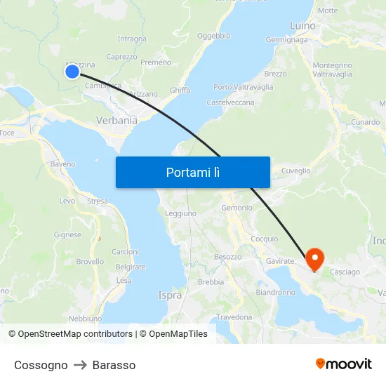 Cossogno to Barasso map