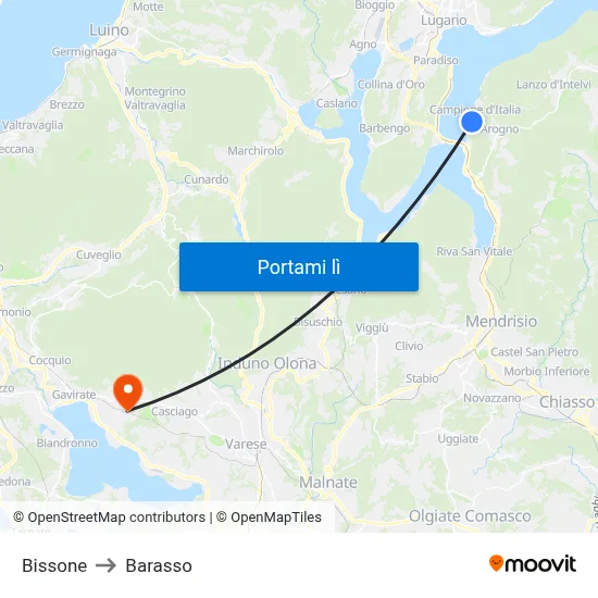 Bissone to Barasso map