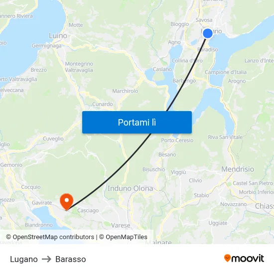 Lugano to Barasso map