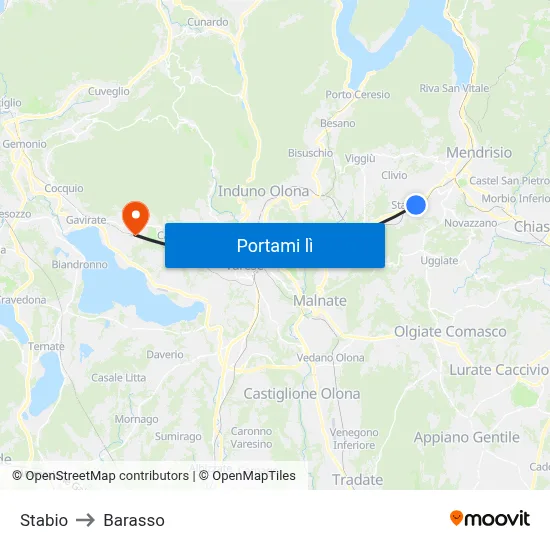 Stabio to Barasso map