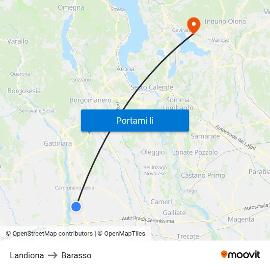 Landiona to Barasso map