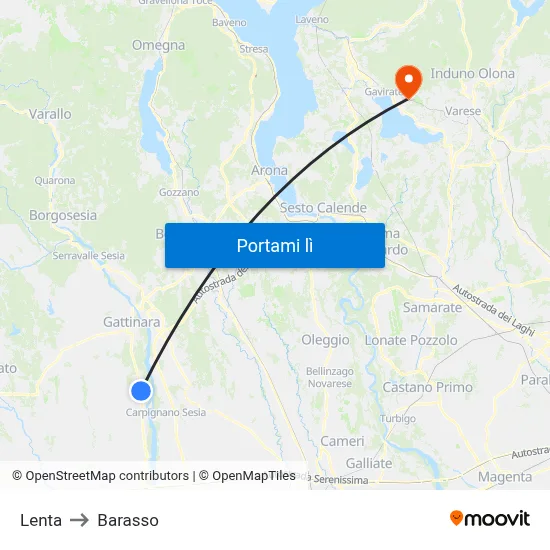 Lenta to Barasso map