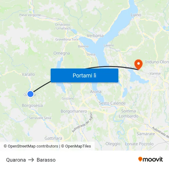 Quarona to Barasso map