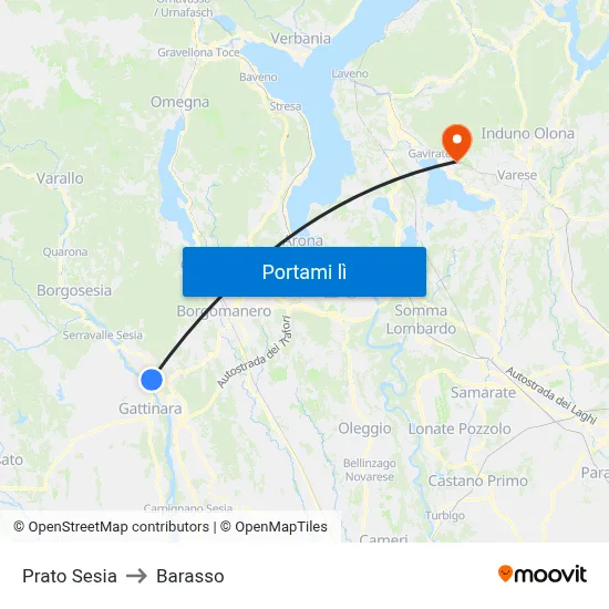Prato Sesia to Barasso map