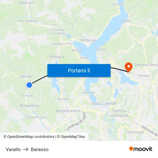 Varallo to Barasso map