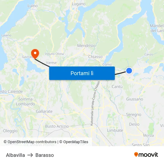 Albavilla to Barasso map