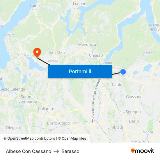 Albese Con Cassano to Barasso map