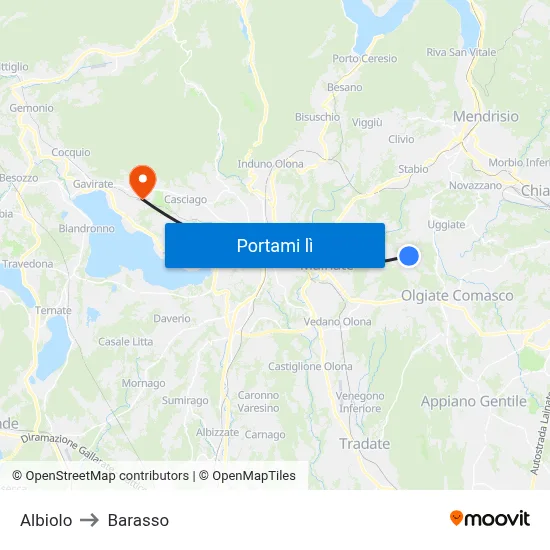 Albiolo to Barasso map