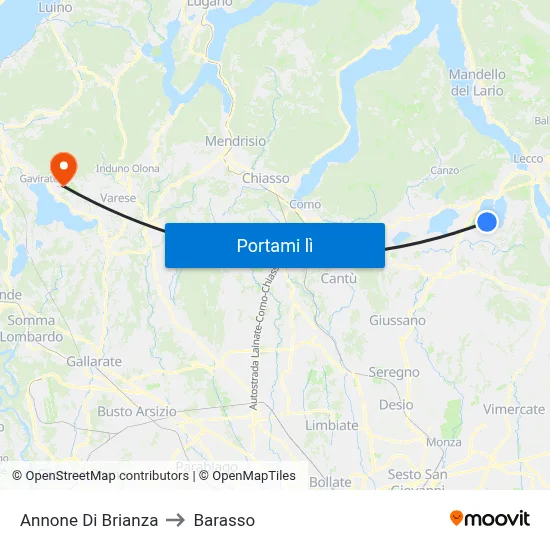 Annone Di Brianza to Barasso map