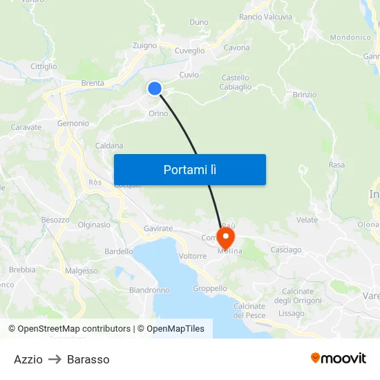 Azzio to Barasso map