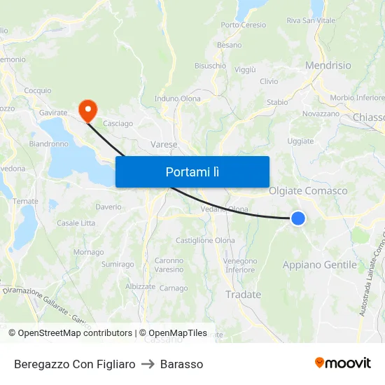 Beregazzo Con Figliaro to Barasso map