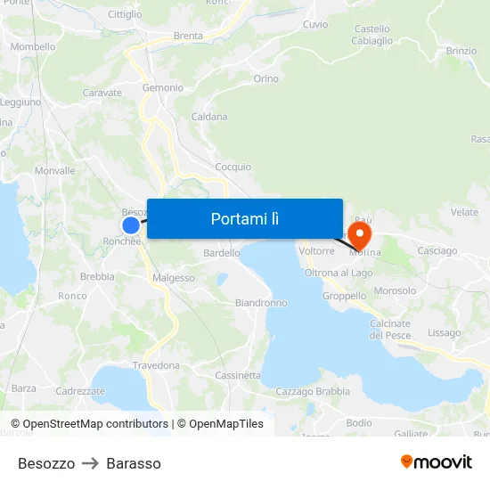 Besozzo to Barasso map