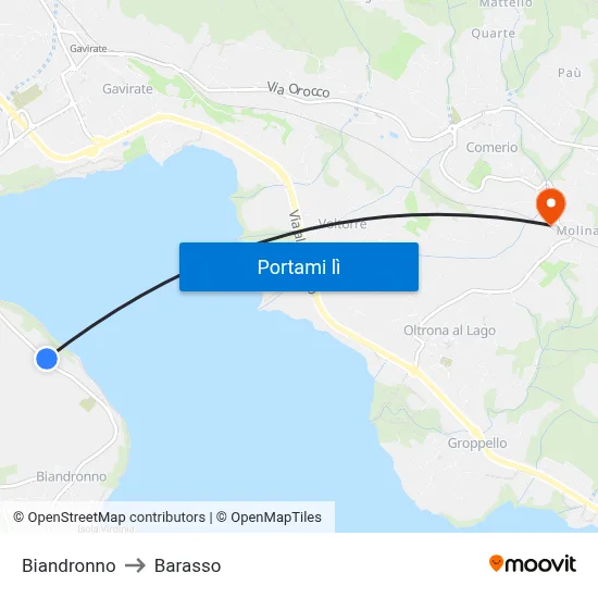 Biandronno to Barasso map