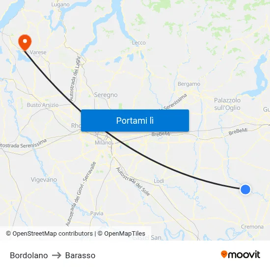 Bordolano to Barasso map