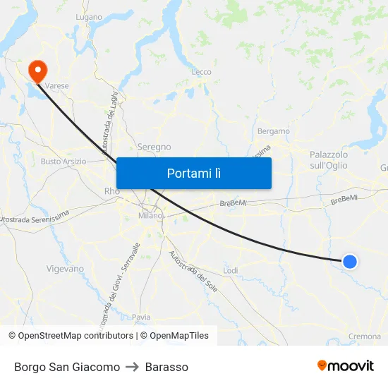 Borgo San Giacomo to Barasso map