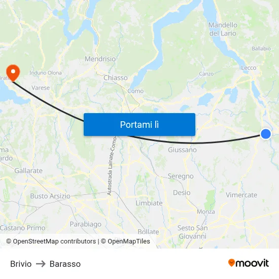 Brivio to Barasso map