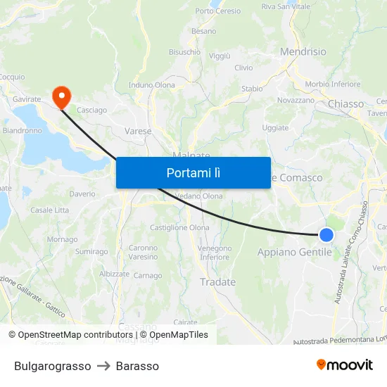 Bulgarograsso to Barasso map