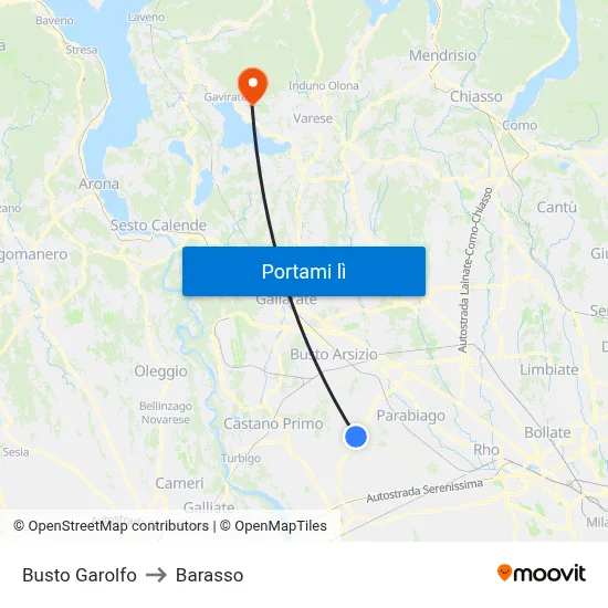 Busto Garolfo to Barasso map