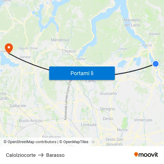Calolziocorte to Barasso map