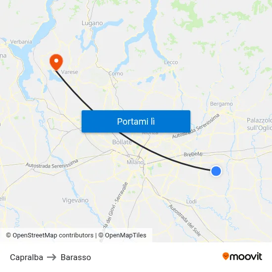 Capralba to Barasso map