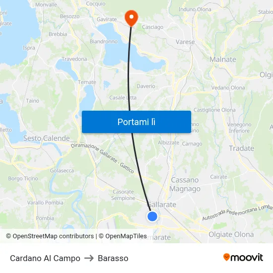 Cardano Al Campo to Barasso map