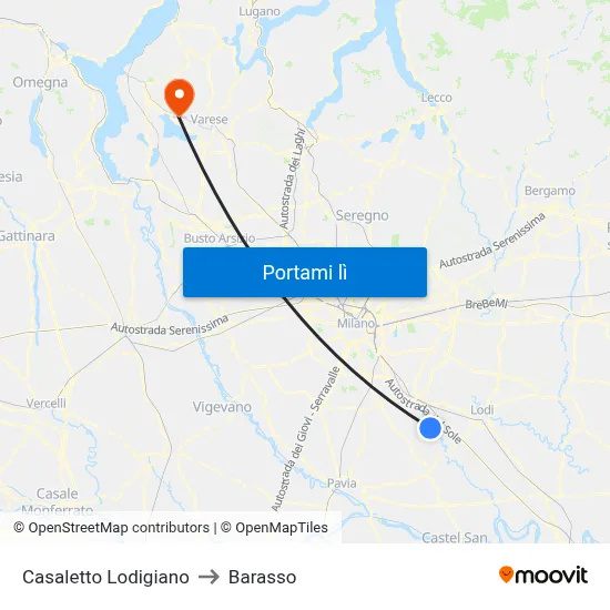 Casaletto Lodigiano to Barasso map