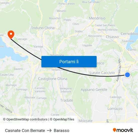 Casnate Con Bernate to Barasso map