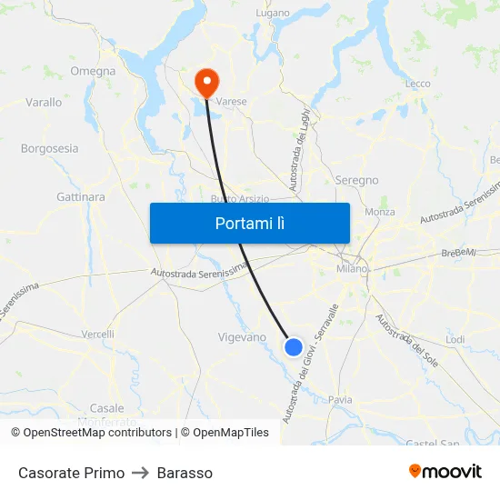Casorate Primo to Barasso map