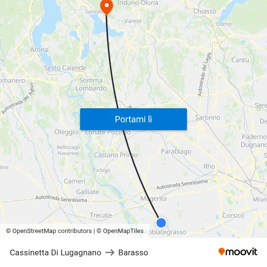 Cassinetta Di Lugagnano to Barasso map
