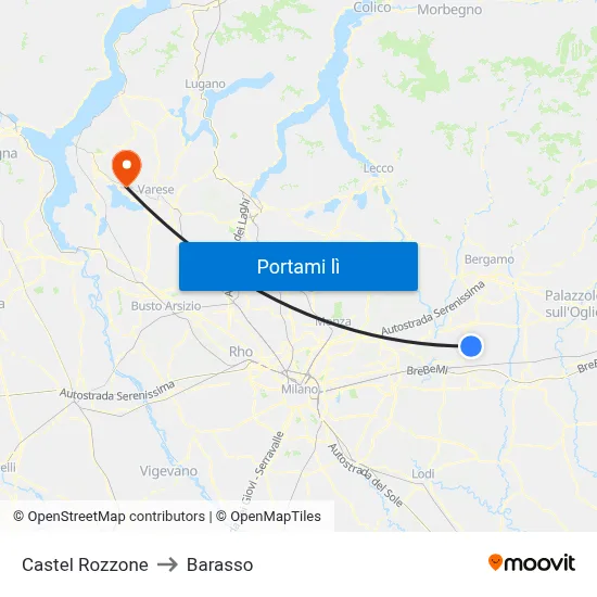 Castel Rozzone to Barasso map