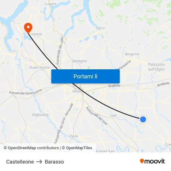 Castelleone to Barasso map