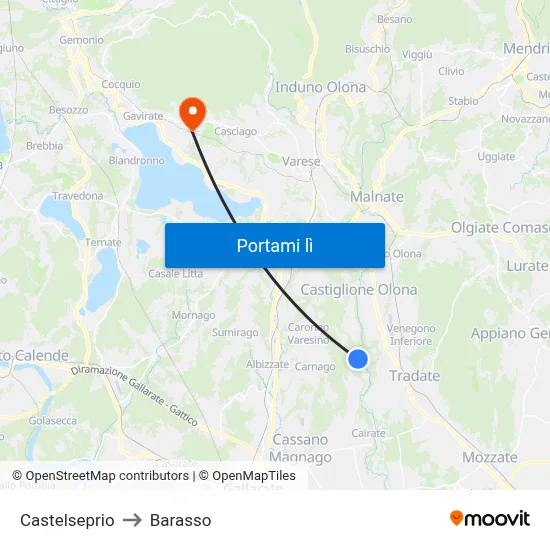 Castelseprio to Barasso map