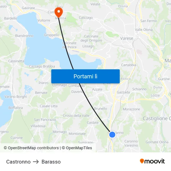 Castronno to Barasso map