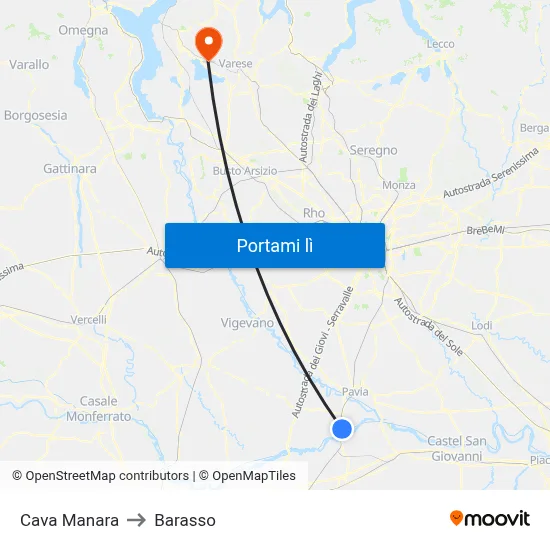 Cava Manara to Barasso map