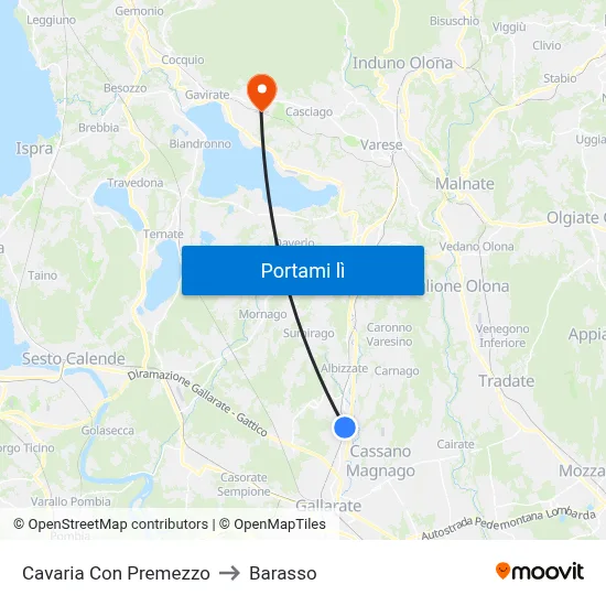 Cavaria Con Premezzo to Barasso map