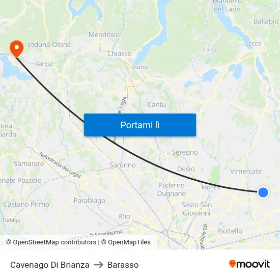 Cavenago Di Brianza to Barasso map