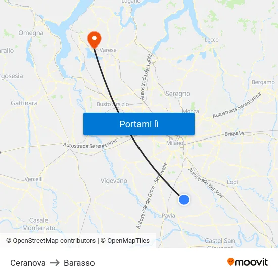 Ceranova to Barasso map