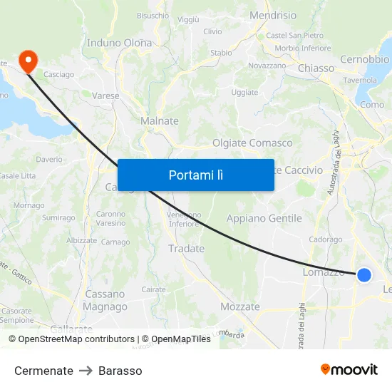 Cermenate to Barasso map