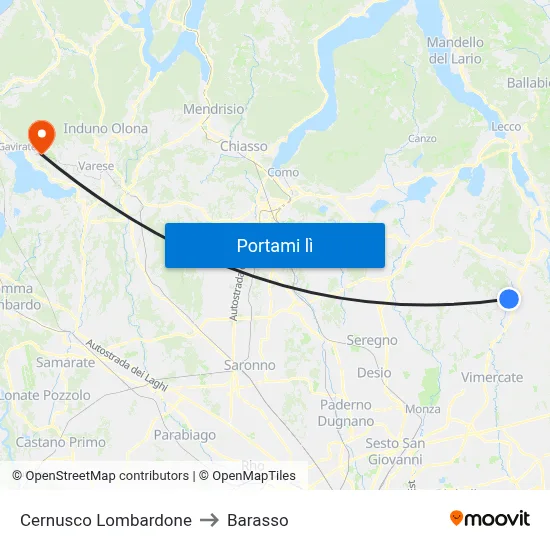 Cernusco Lombardone to Barasso map