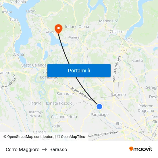 Cerro Maggiore to Barasso map