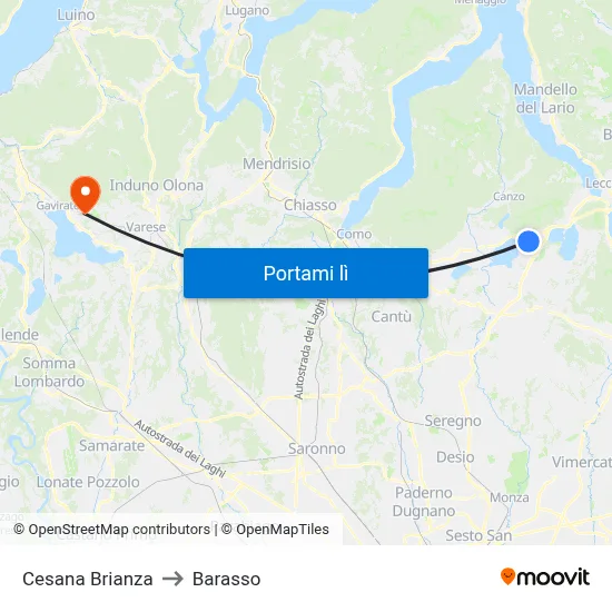 Cesana Brianza to Barasso map