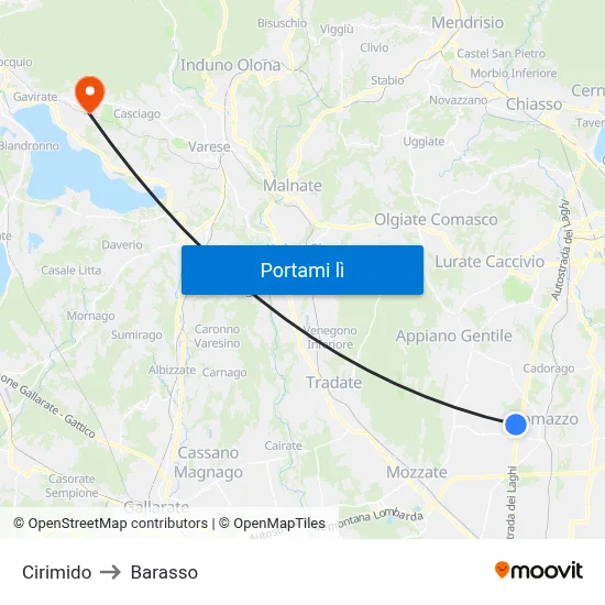 Cirimido to Barasso map