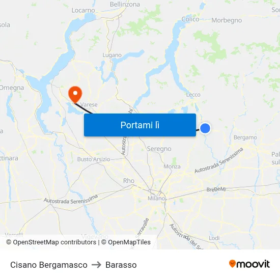 Cisano Bergamasco to Barasso map