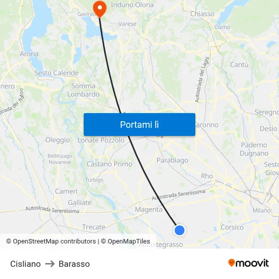 Cisliano to Barasso map