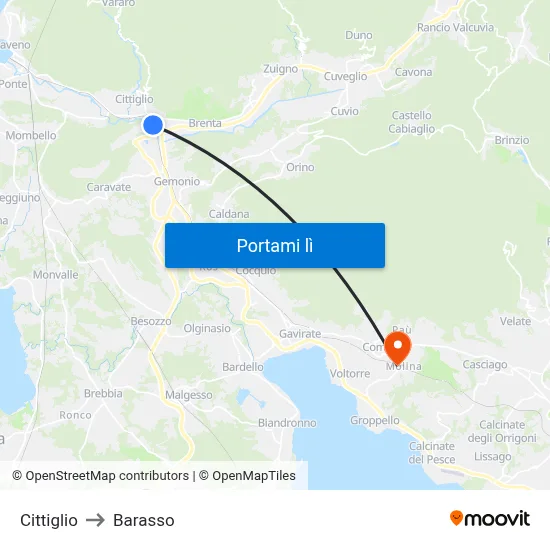 Cittiglio to Barasso map