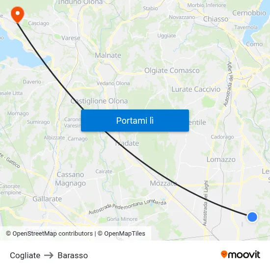 Cogliate to Barasso map